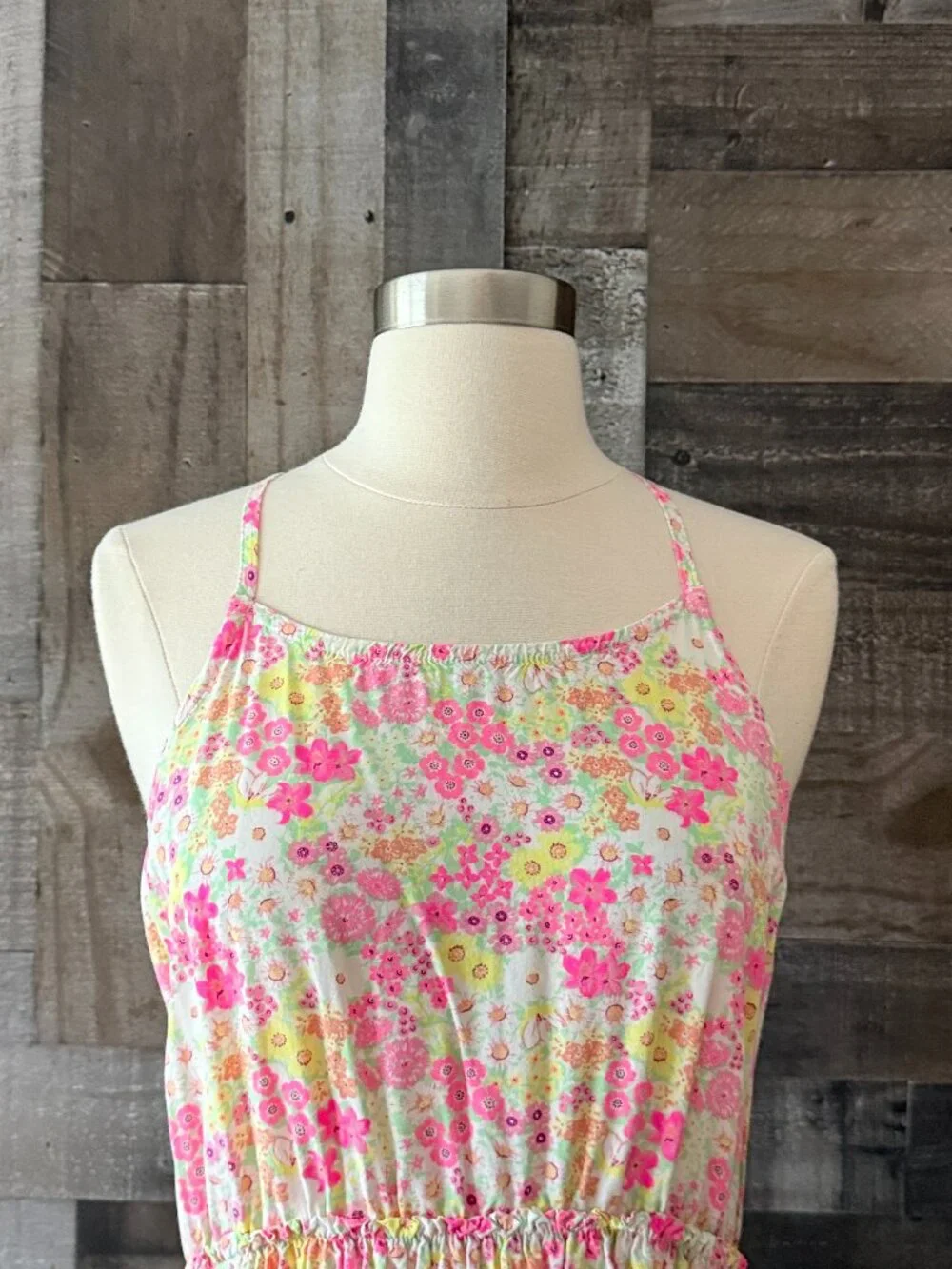 The Children's Place neon floral dress girl size 16 summer vacation garden party
